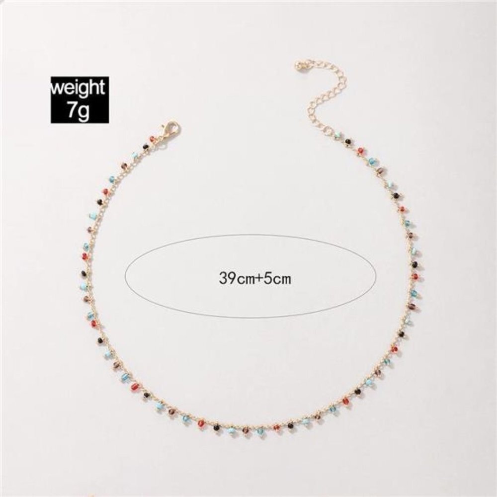 Gold Colored Round Beaded Beads Choker Necklace for Women - Picture 5 of 7